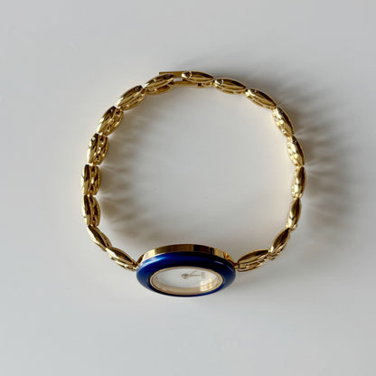 Gucci 1990s Interchangeable Bezel Gold Plated Rice Chain Watch with 6 bezels, case (165mm)