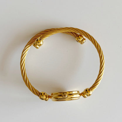 Gucci 1990s Seashell Dial Gold Plated Cable Bangle Watch