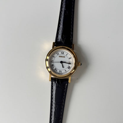 Gucci 1990s Date Round Dial Gold Plated Watch