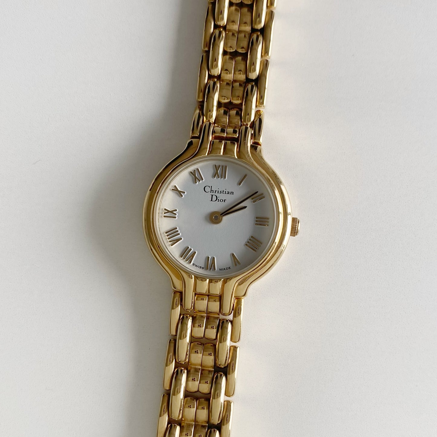 Dior 1990s Round Dial Gold Plated Watch
