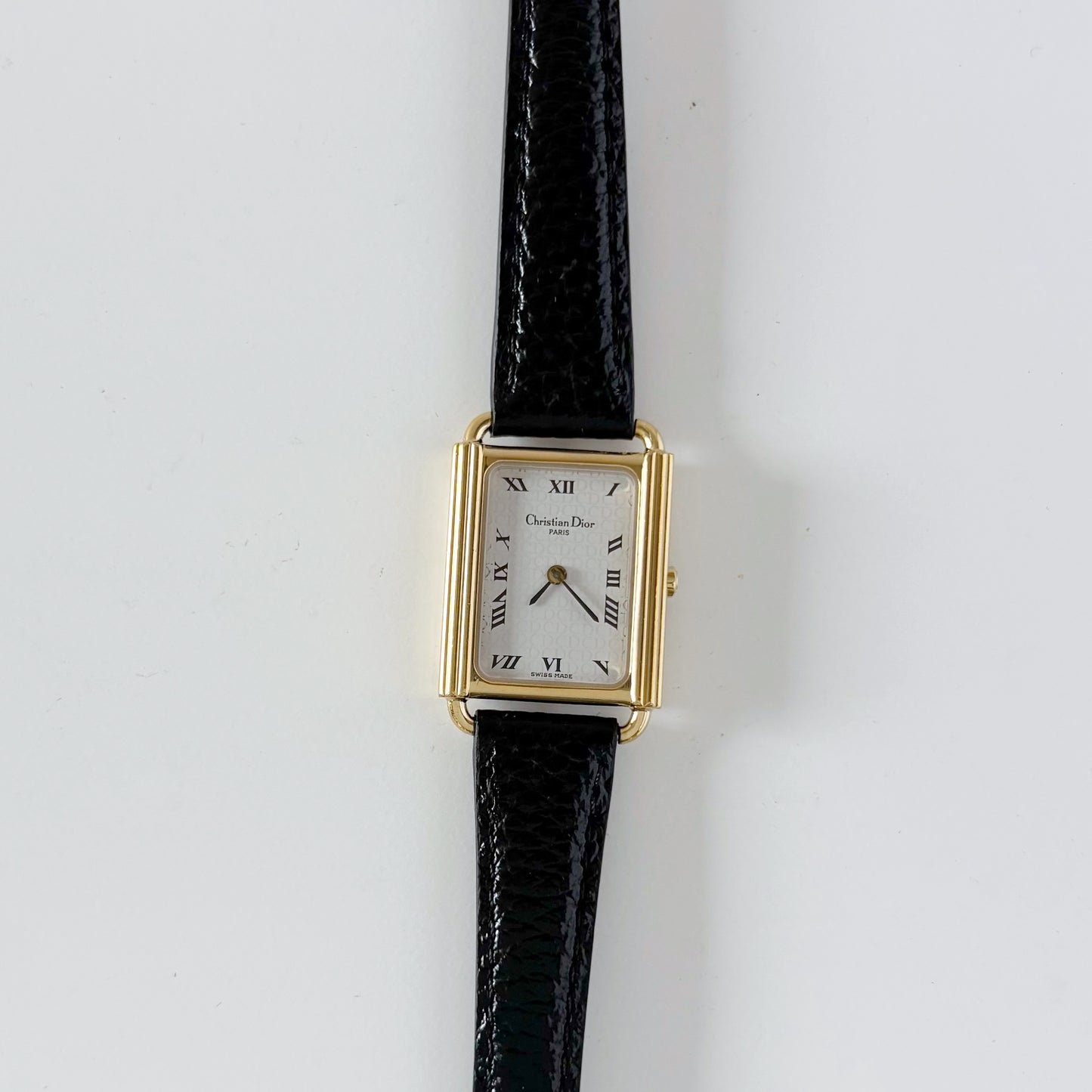 Dior 1990s Tank CD Logo Gold Plated Watch