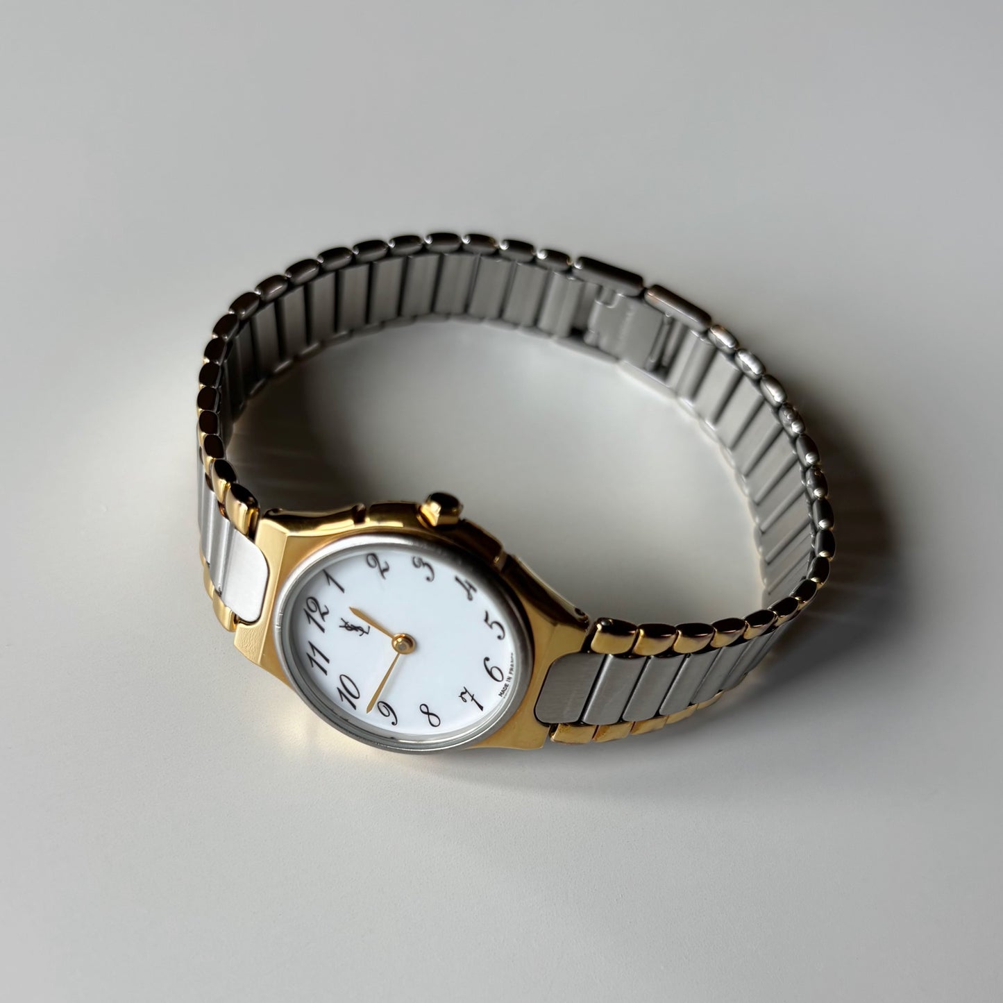 Yves Saint Laurent 1990s Round Dial Two Tone Watch