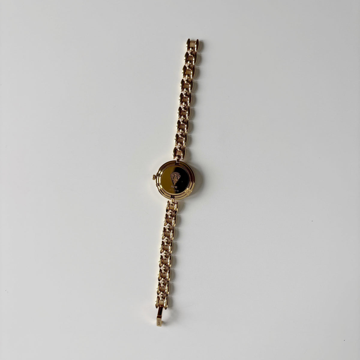Gucci 1990s Interchangeable Bezel Gold Plated Rice Chain Watch with 6 bezels, case (165mm)