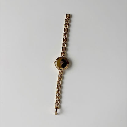 Gucci 1990s Interchangeable Bezel Gold Plated Rice Chain Watch with 6 bezels, case (165mm)