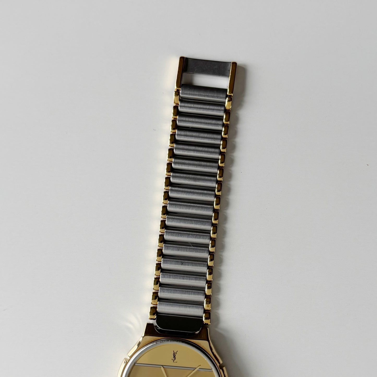 Yves Saint Laurent 1990s Round Dial Two Tone Gold Plated Watch (Large)