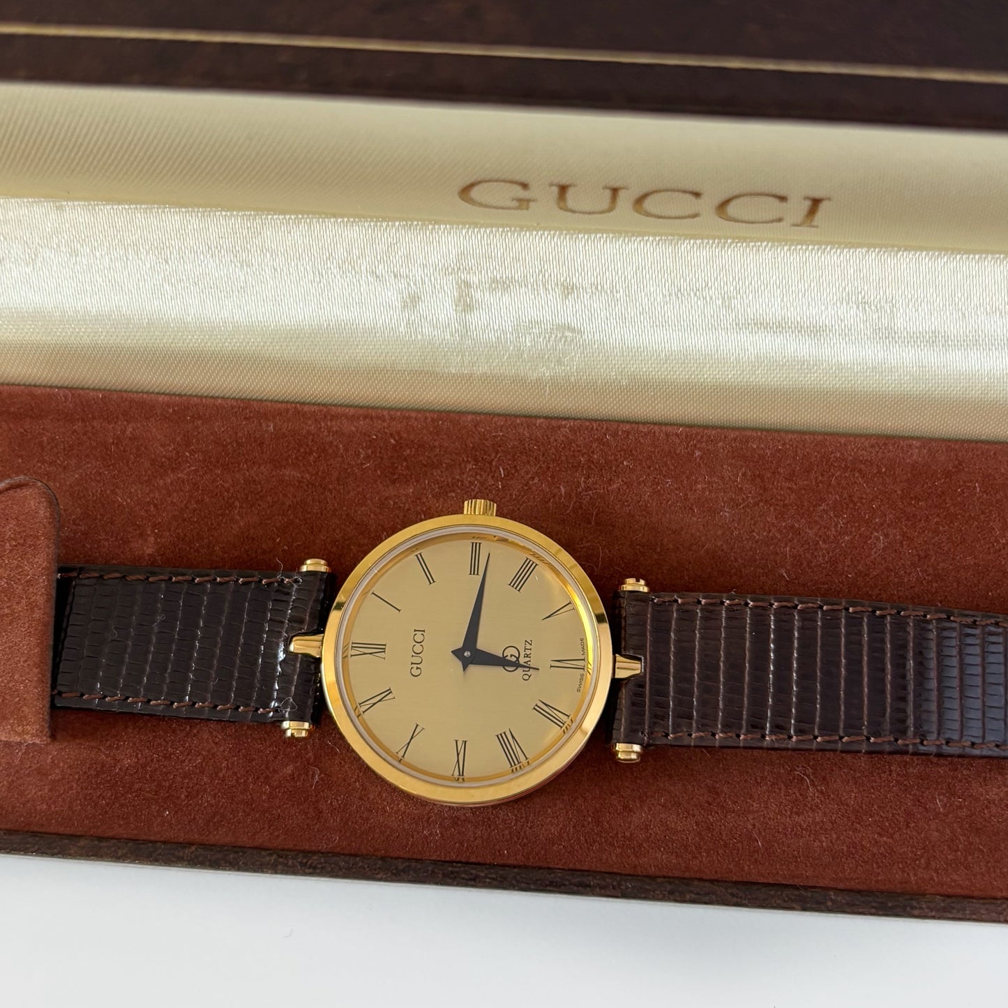Gucci 1980s Sherry Round Dial Gold Plated Watch (Large)