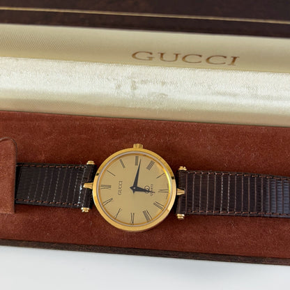 Gucci 1980s Sherry Round Dial Gold Plated Watch (Large)