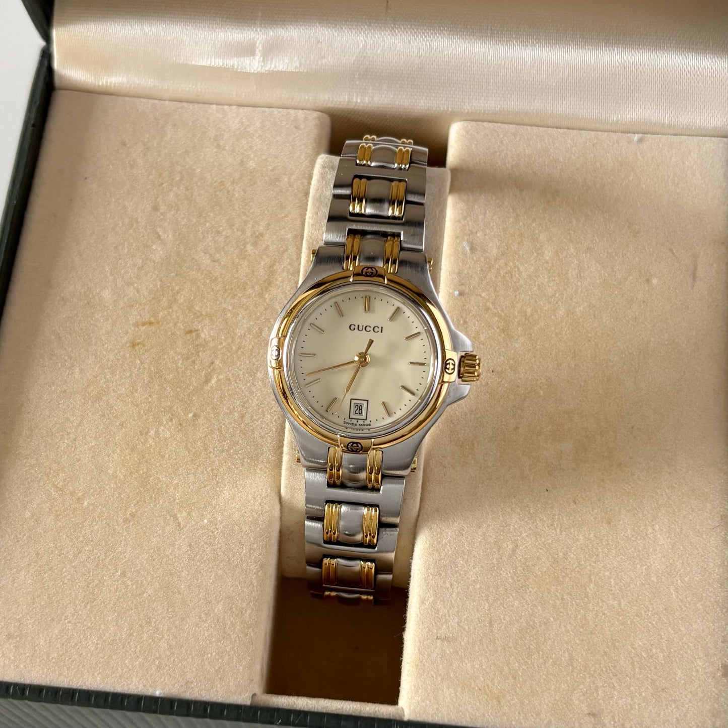 Gucci 1990s Date Round Dial Two Tone Watch