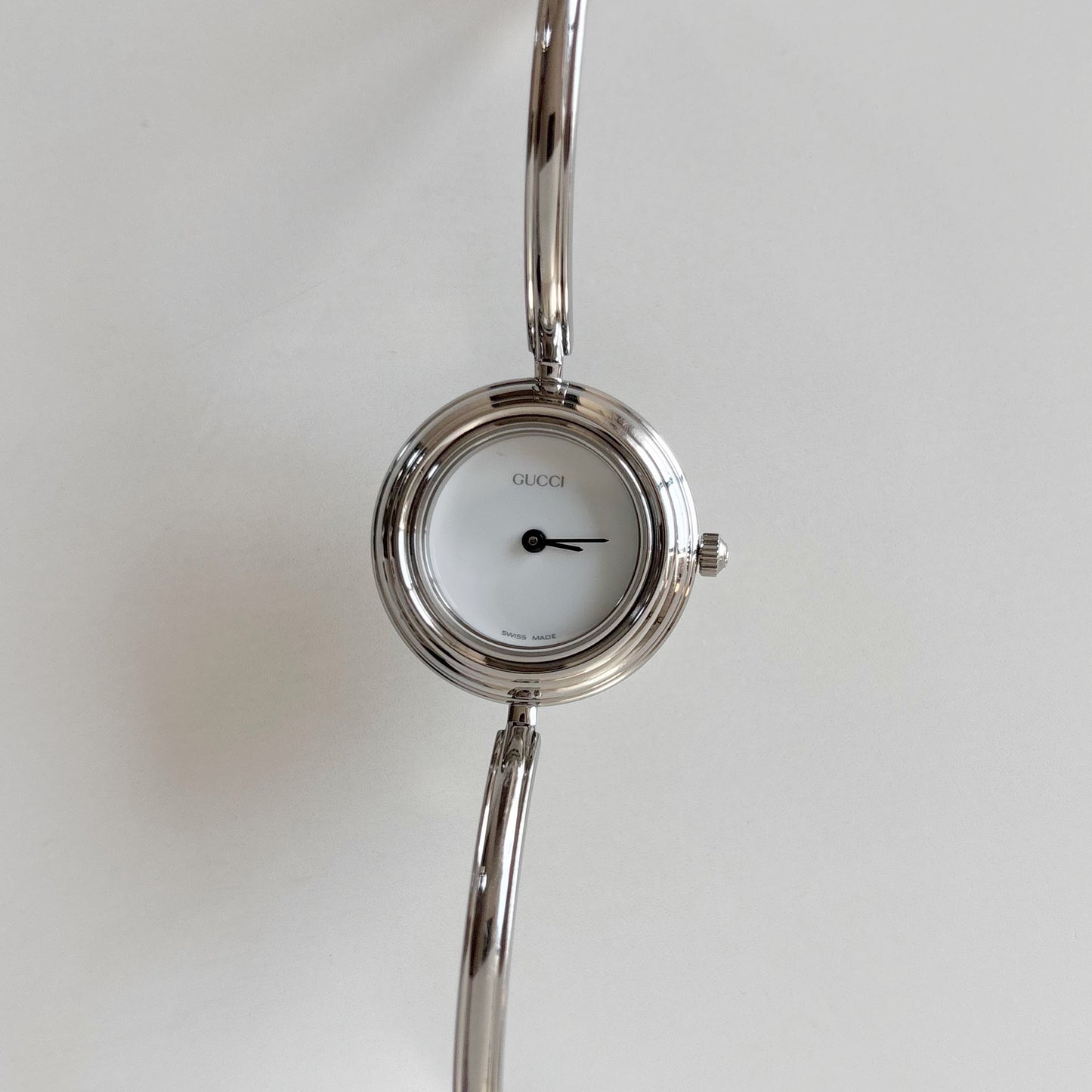 Gucci 1990s Interchangeable Bezel Stainless steel Bangle Watch with 12 bezels, case (Small)
