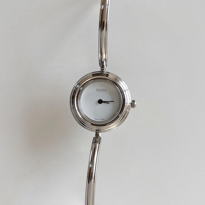 Gucci 1990s Interchangeable Bezel Stainless steel Bangle Watch with 12 bezels, case (Small)