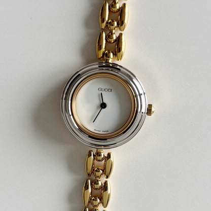 Gucci 1990s Interchangeable Bezel Gold Plated Watch with 6 bezels, case (160mm)