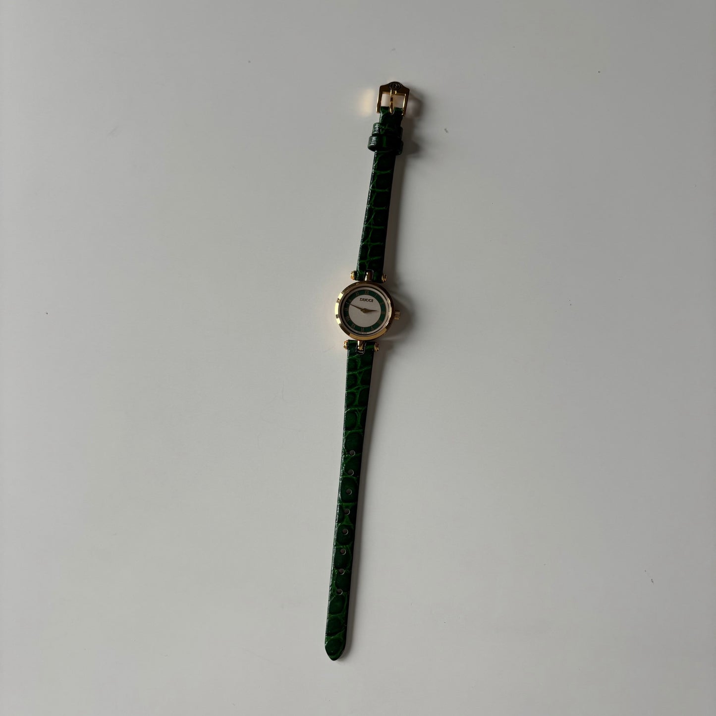 Gucci 1990s Green Dial Sherry Gold Plated Watch