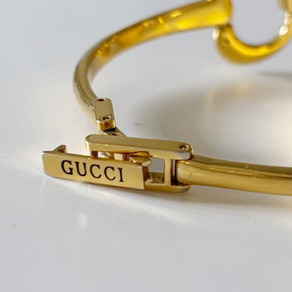 Gucci 1990s Black Dial Gold Plated Bangle Watch