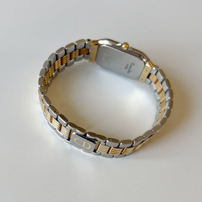Dior 1980s Tank Two Tone Gold Plated Watch