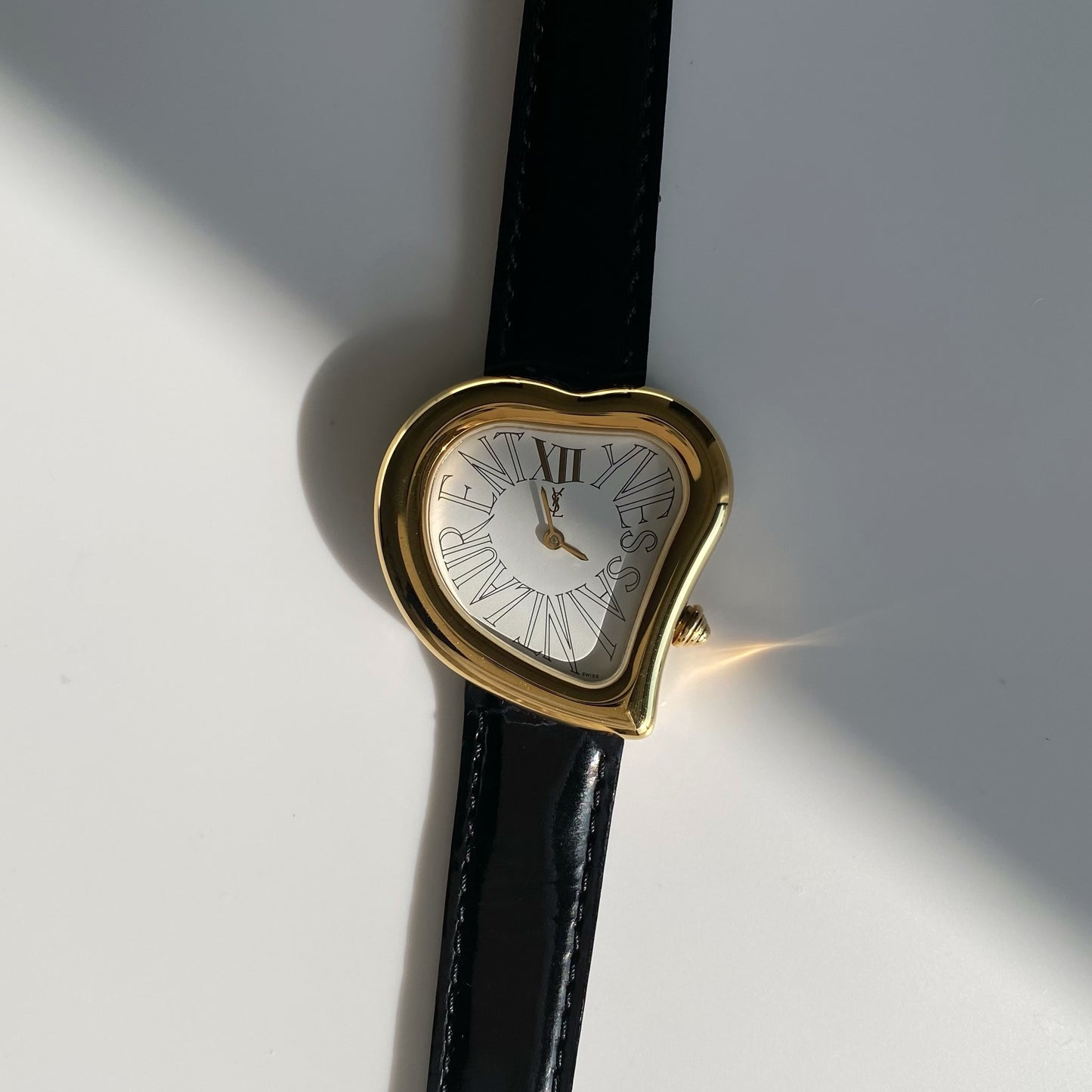 Yves Saint Laurent 1990s Heart Shaped Gold Plated Watch