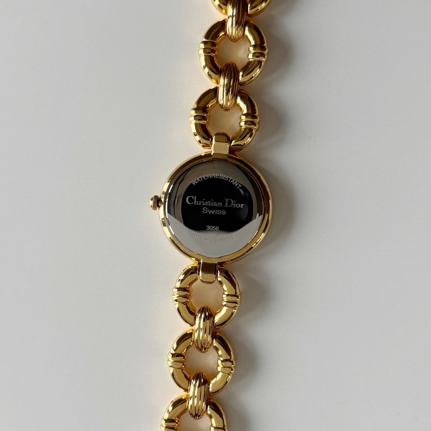 Dior 1990s Round Dial Interchangeable strap Gold Plated Watch with 3 straps, case