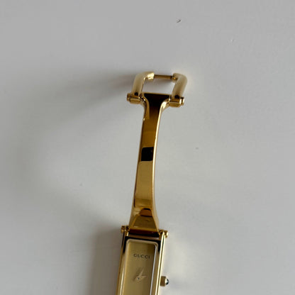 Gucci 1990s Gold Dial Gold Plated Bangle Watch (Small)