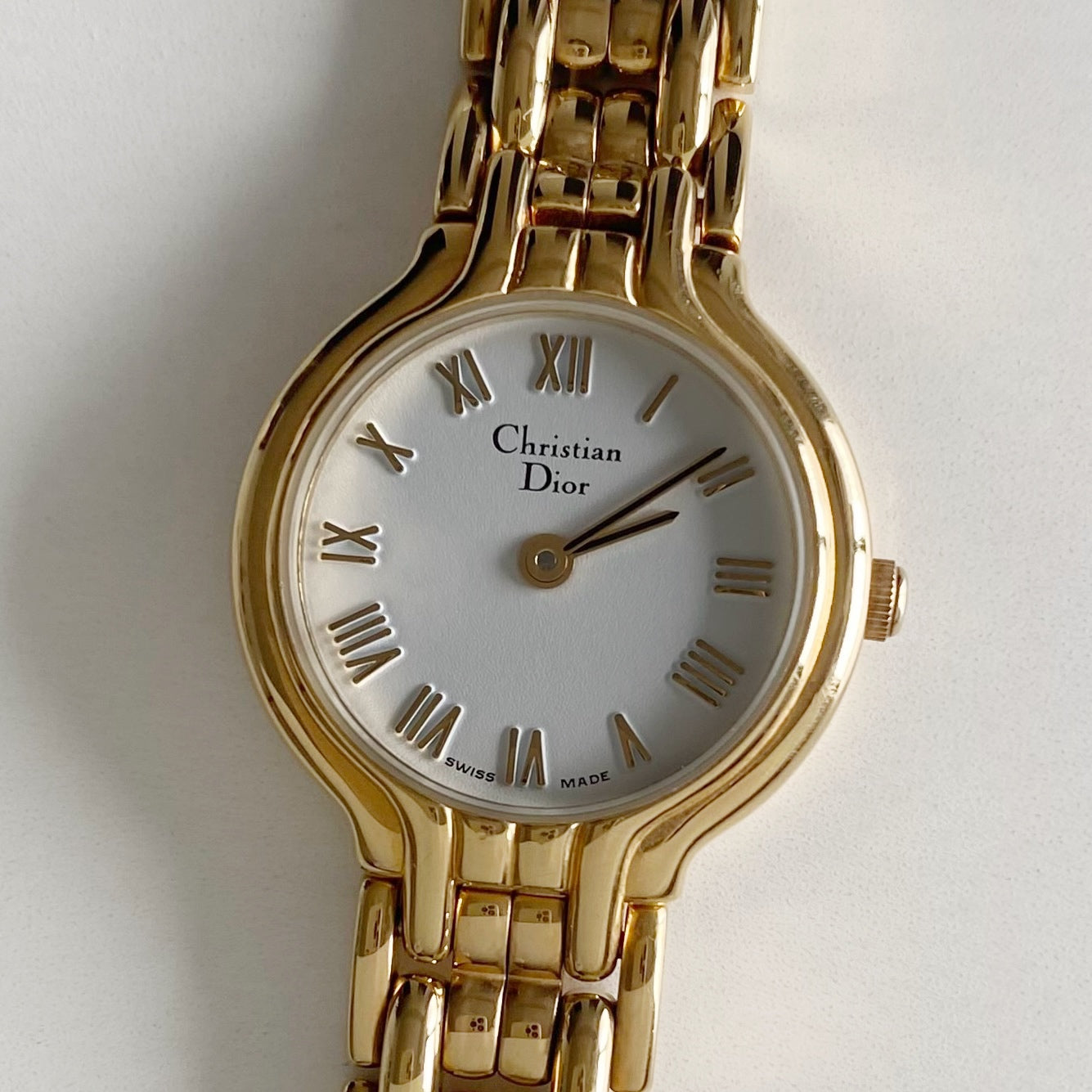 Dior 1990s Round Dial Gold Plated Watch