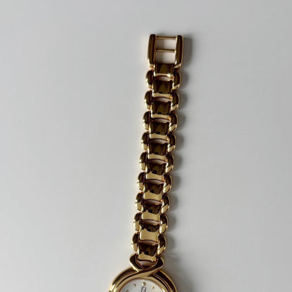 Fendi 1990s Seashell Dial Gold Plated Watch