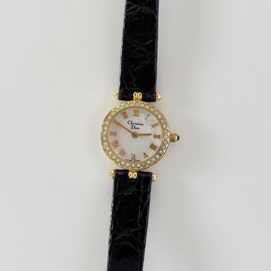 Dior 1990s Seashell Dial Gold Plated Watch