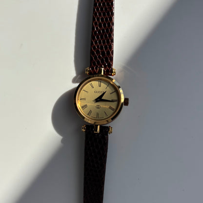 Gucci 1990s Round Dial Gold Plated Watch