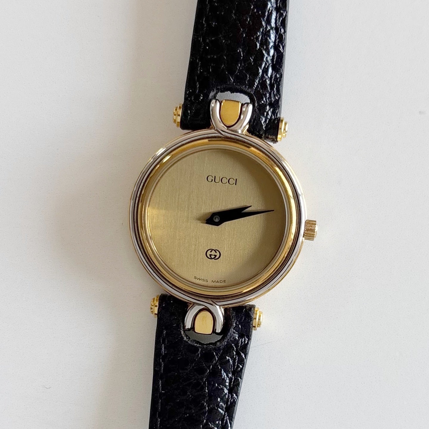 Gucci 1990s Round Dial Two Tone Watch