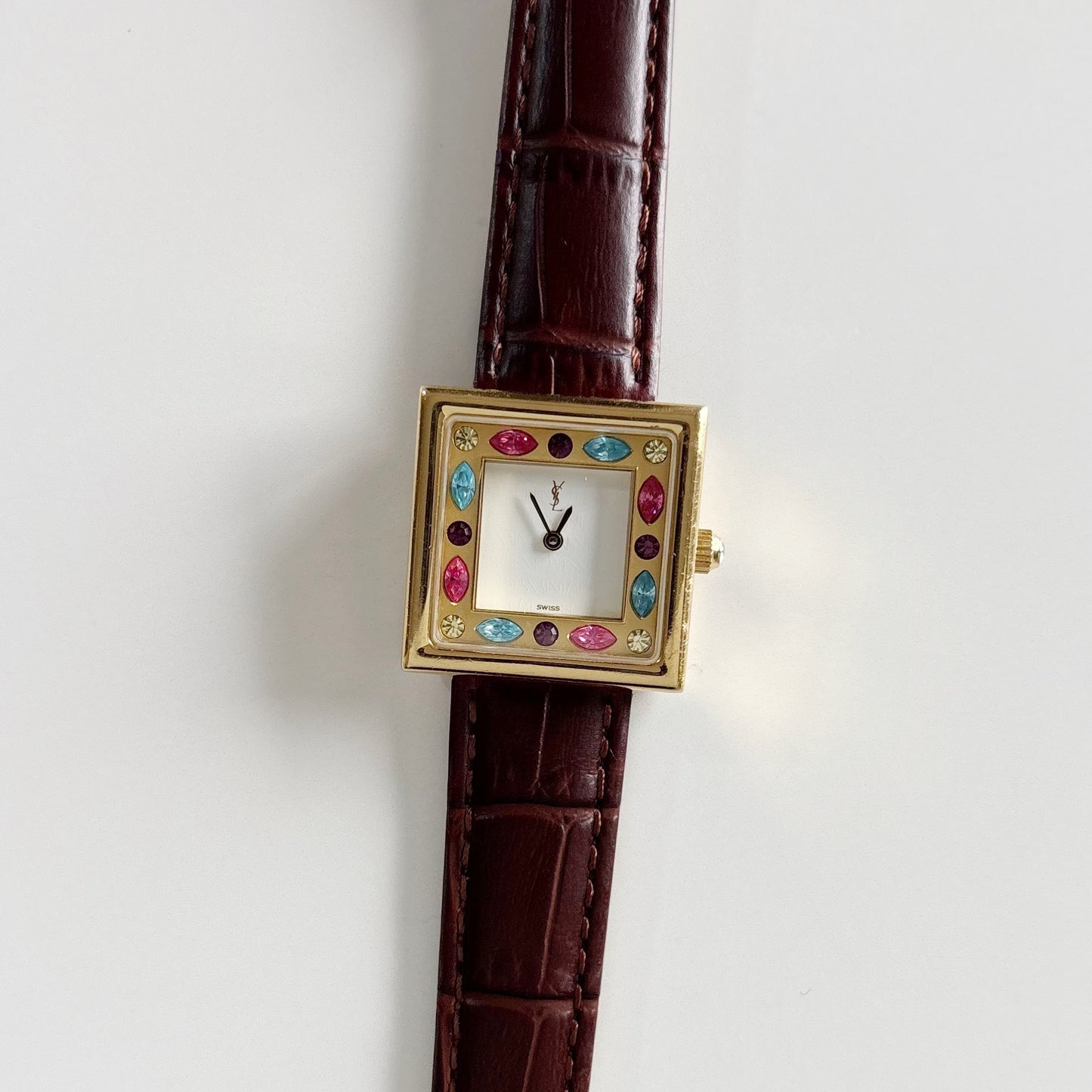 Yves Saint Laurent 1990s Square Dial Gold Plated Watch