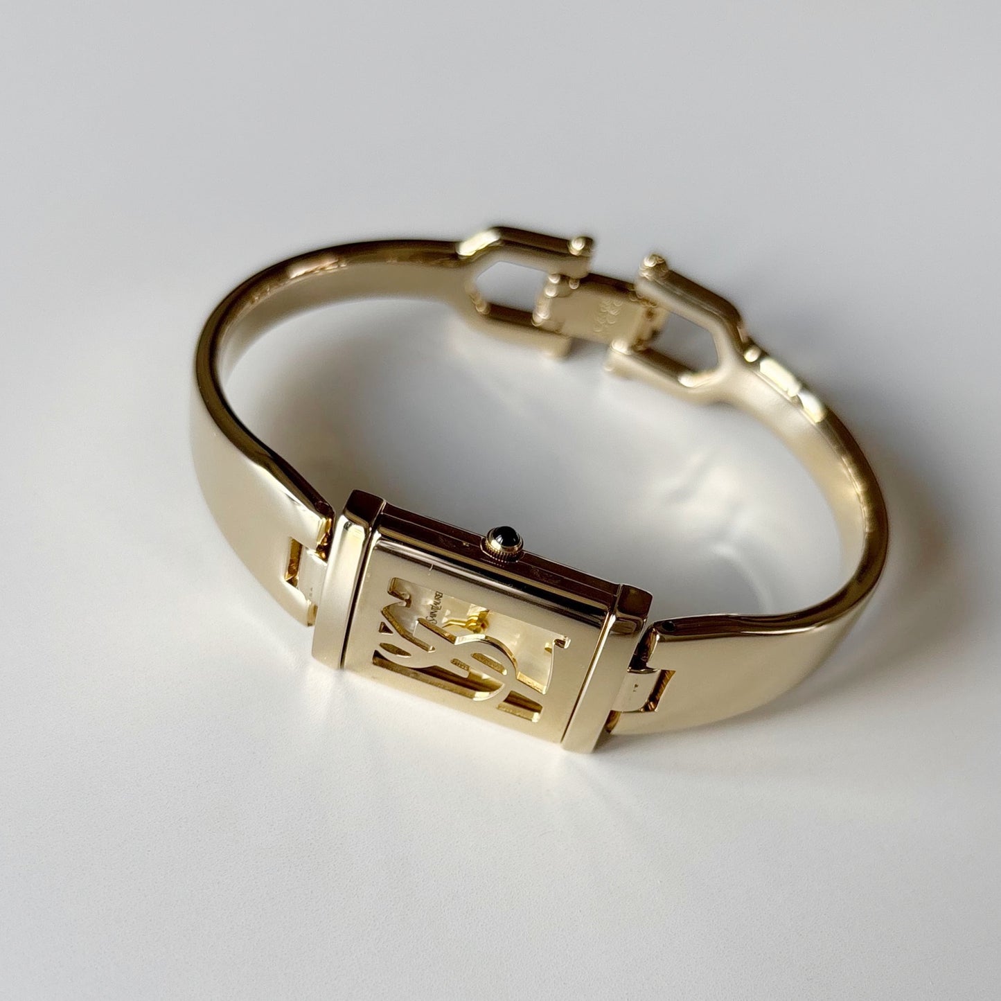 Yves Saint Laurent 1990s Peek-A-Boo Gold Plated Bangle Watch