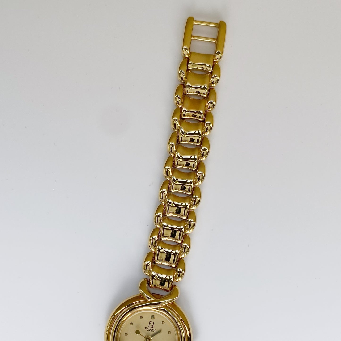 Fendi 1990s Gold Plated Round Watch