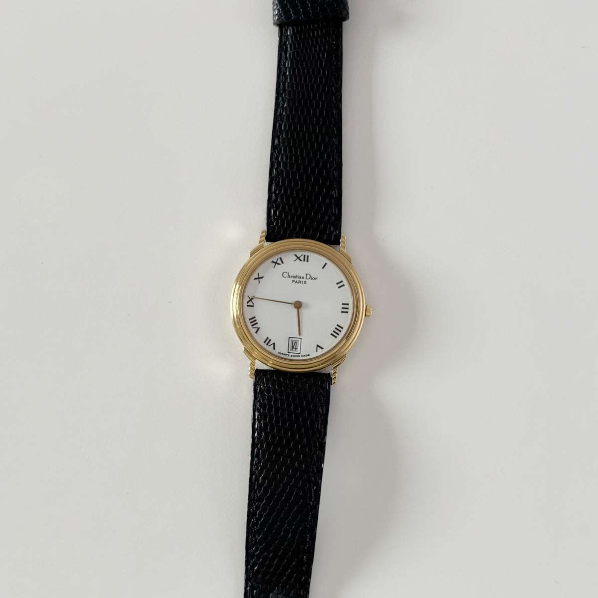 Dior 1990s Date Round Dial Gold Plated Watch (Large)