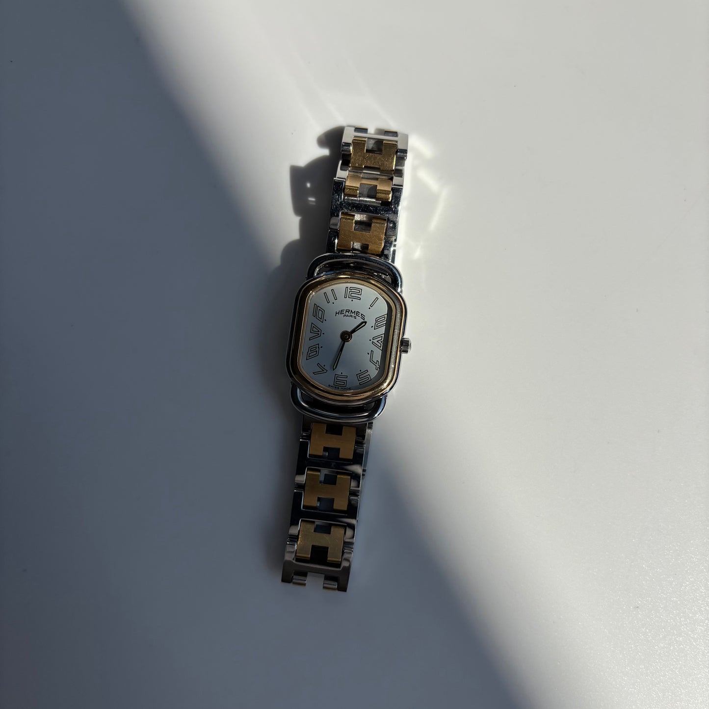 Hermes 1990s Rallye Two Tone Gold Plated Watch