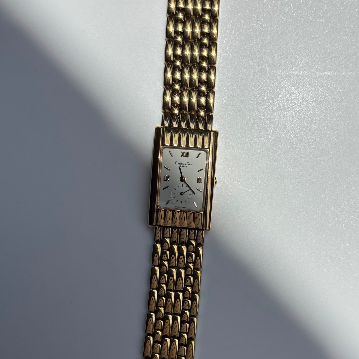 Dior 1990s Sub second Tank Gold Plated Watch