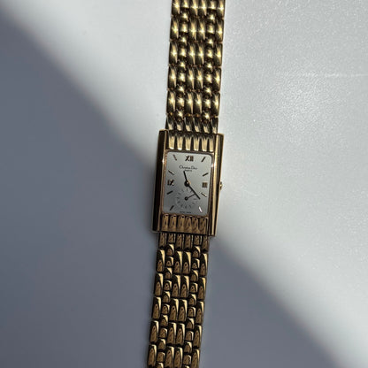 Dior 1990s Sub second Tank Gold Plated Watch