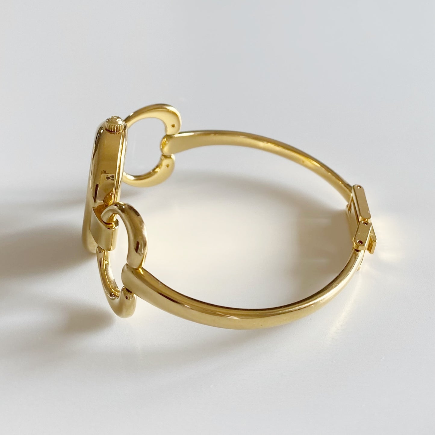 Gucci 1990s Black Dial Gold Plated Bangle Watch