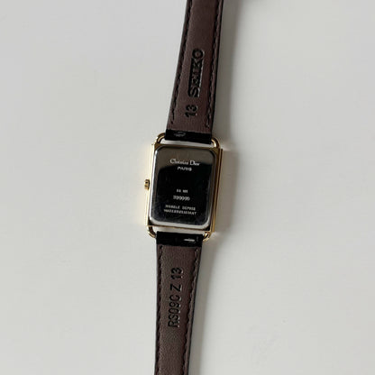 Dior 1990s CD Logo Tank Gold Plated Watch