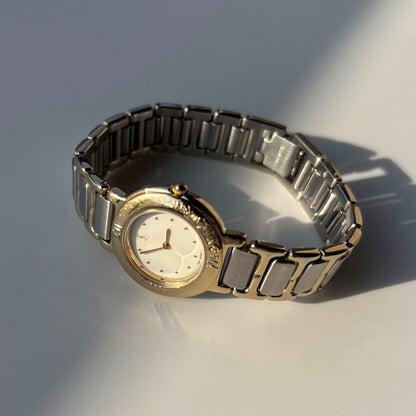 Yves Saint Laurent 1990s Round Dial Two Tone Gold Plated Watch