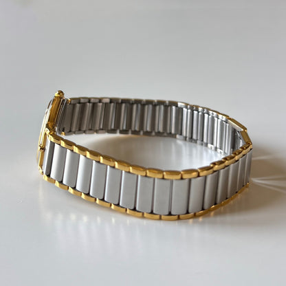 Yves Saint Laurent 1990s Round Dial Two Tone Gold Plated Watch