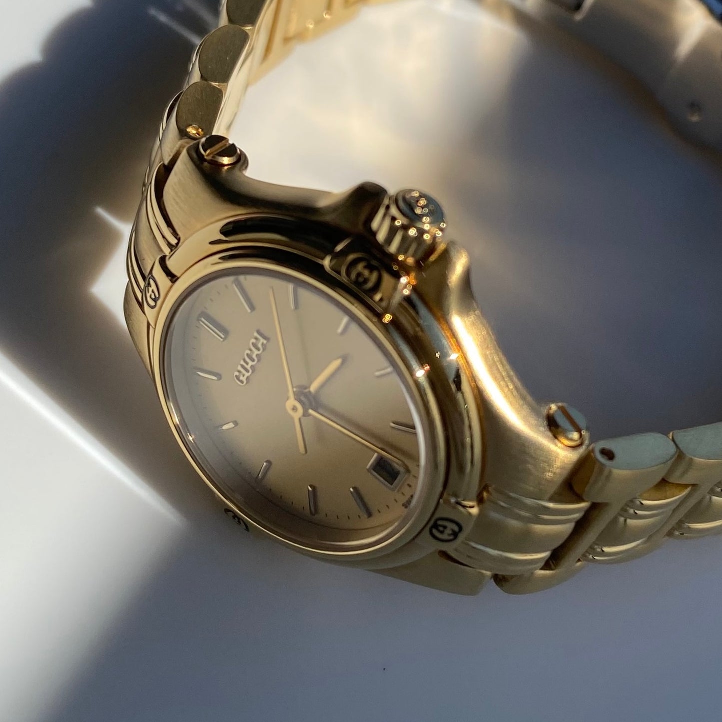 Gucci 1990s Date Gold Plated Watch