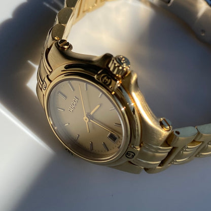 Gucci 1990s Date Gold Plated Watch