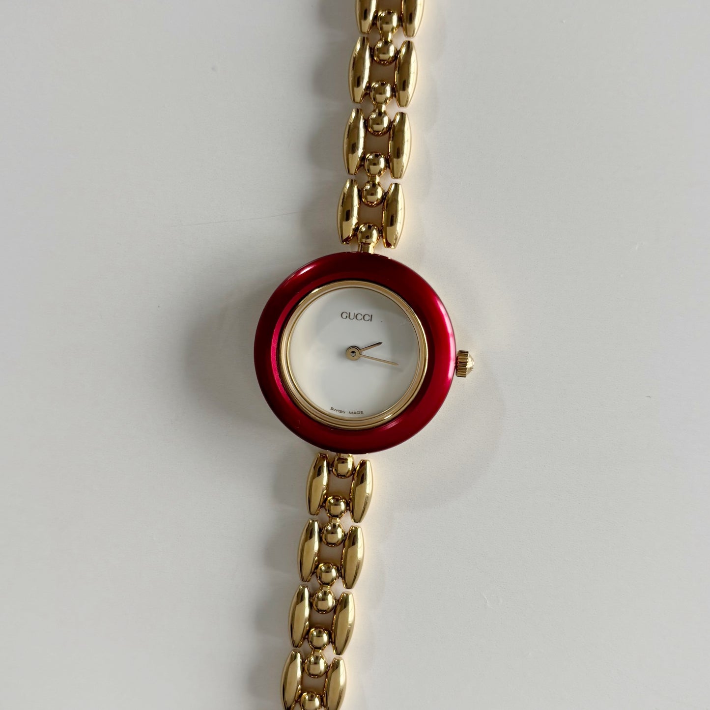 Gucci 1990s Interchangeable Bezel Gold Plated Watch with 6 bezels, case (165mm)