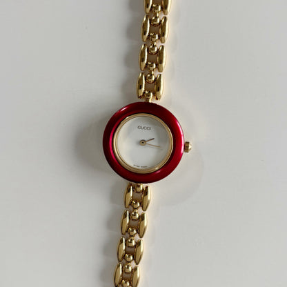 Gucci 1990s Interchangeable Bezel Gold Plated Watch with 6 bezels, case (165mm)