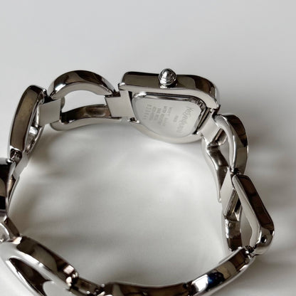 Yves Saint Laurent 1990s Heart Shaped Dial Band Silver Watch
