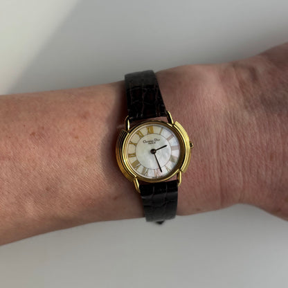Dior 1990s Seashell Round Dial Gold Plated Watch