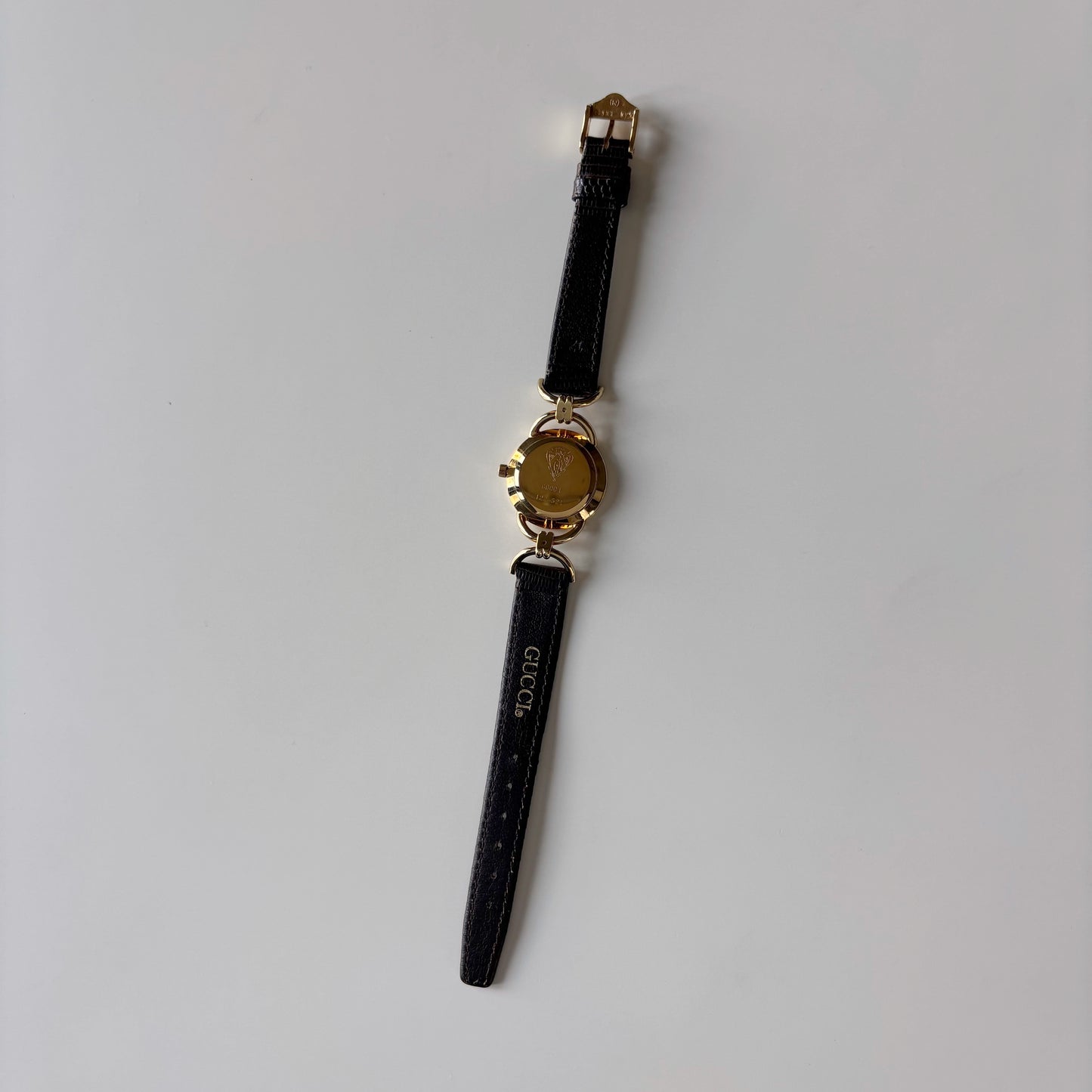 Gucci 1980s Round Dial Horsebit Gold Plated Watch