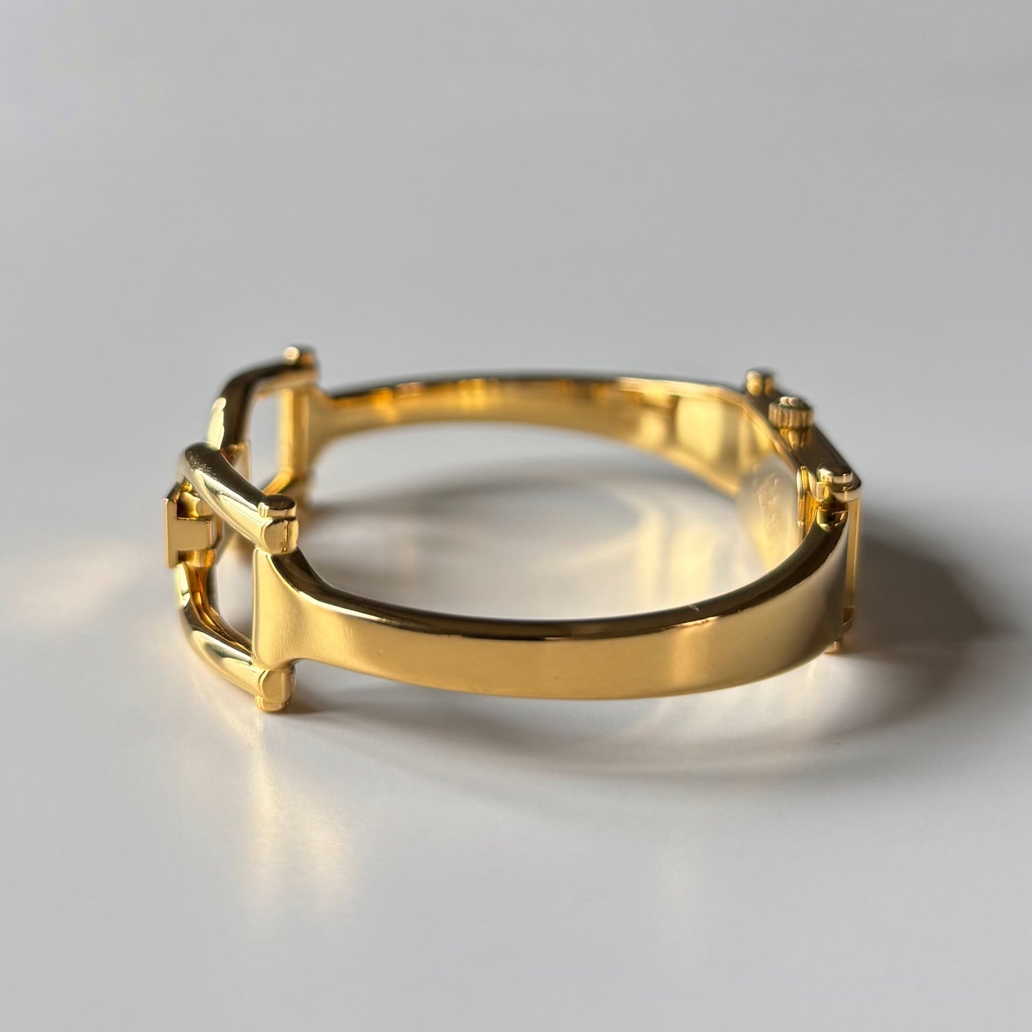 Gucci 1990s Seashell Rectangular Dial Gold Plated Bangle Watch