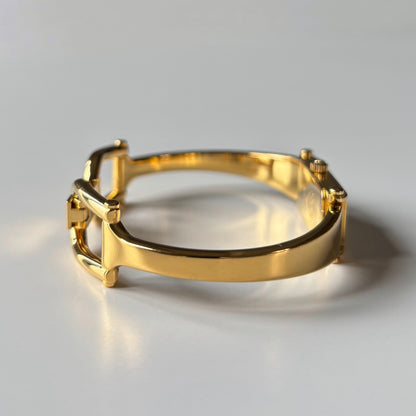 Gucci 1990s Seashell Rectangular Dial Gold Plated Bangle Watch