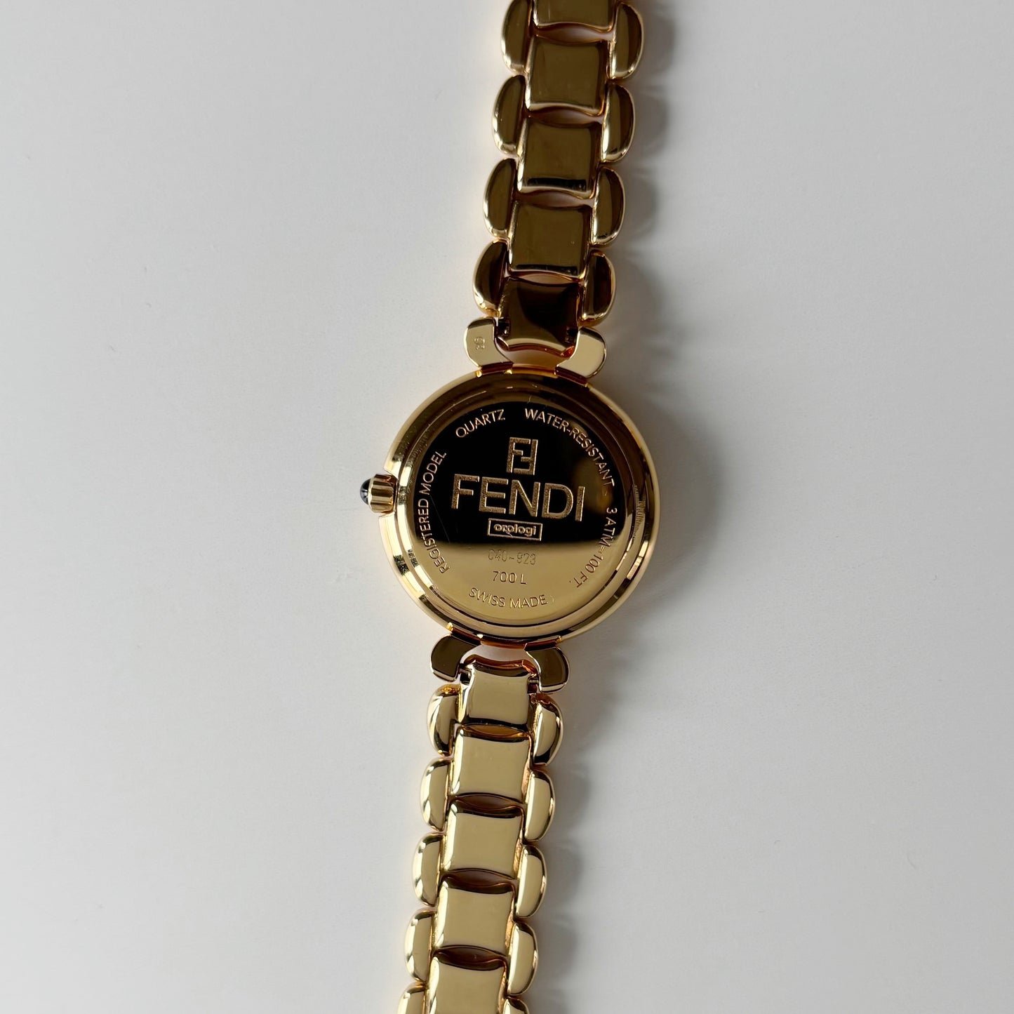 Fendi 1990s Seashell Dial Gold Plated Watch