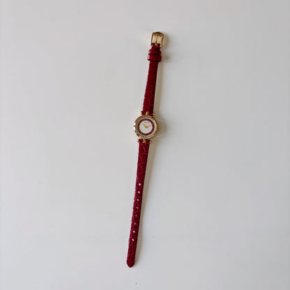 Gucci 1990s Sherry Round Dial Red Watch