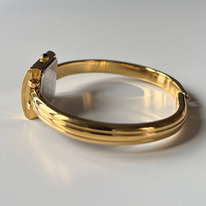 Yves Saint Laurent 1990s Green Dial Gold Plated Bangle Watch