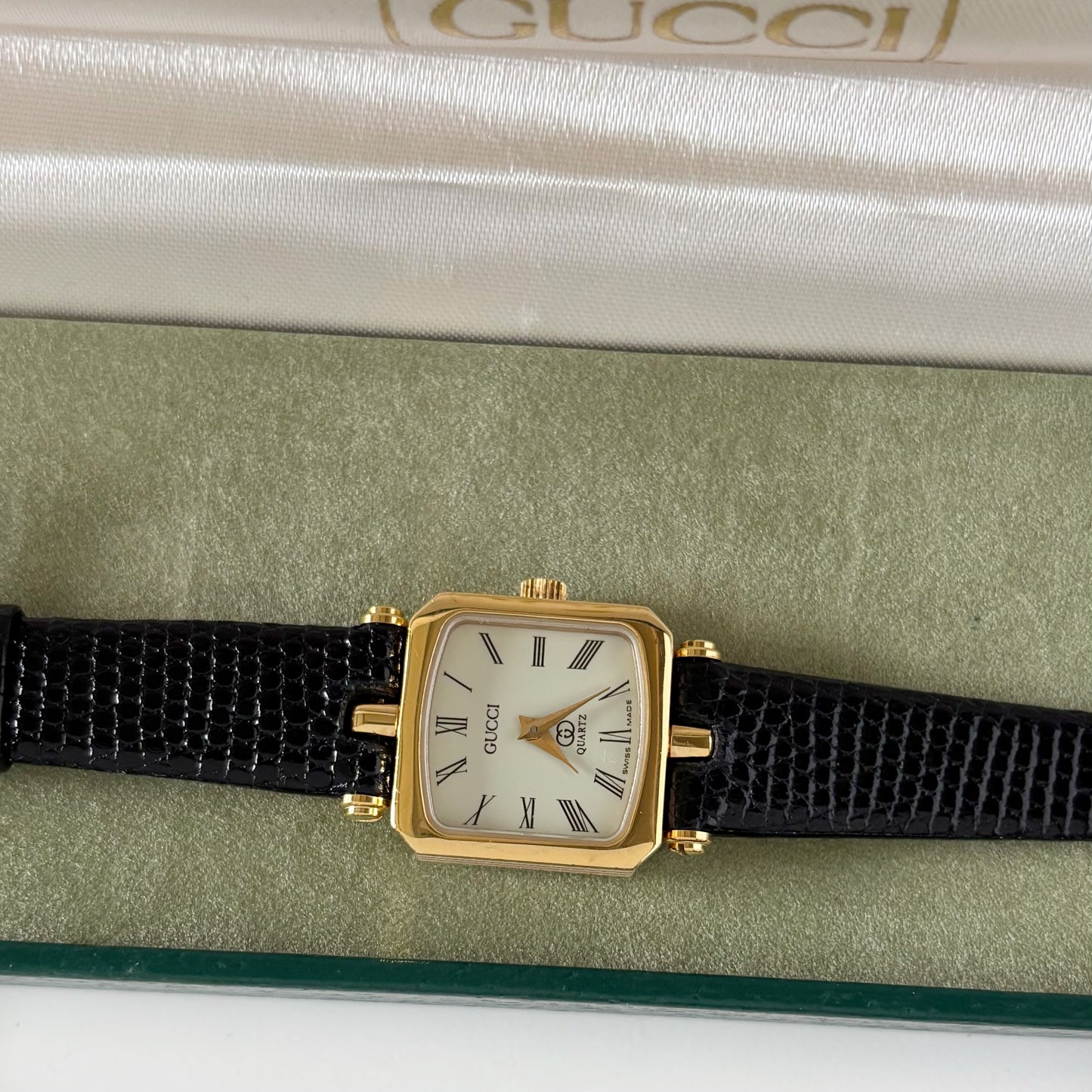 Gucci 1980s Square Dial Gold Plated Watch